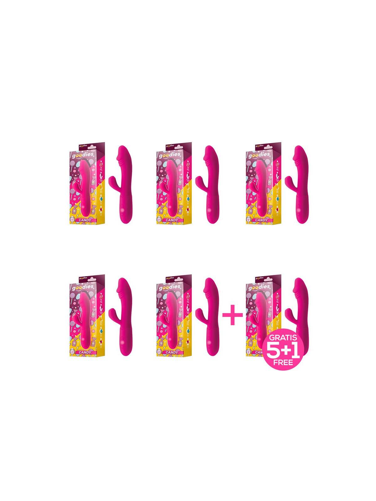 Pack 51 Candy Vibrador con Conejito Punto G USB Silicona Fucshia