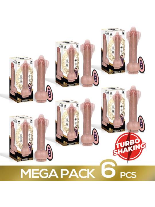 Pack de 6 Tiberio Dildo Realista Turbo Shaking con Trusting Rotacion 360º y Control Remoto